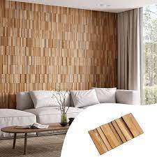 Wall Supply 0 79 In X 7 09 In X 14 17 In Ultrawood Teak Natural Jointless Vertical Wall Paneling 16 Pack 22760132