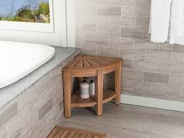 Corner Teak Shower Bench With Shelf