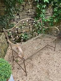 Metal Garden Bench Bird Leaf Design