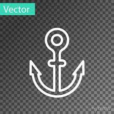 White Line Anchor Icon Isolated On