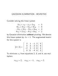 Gaussian Elimination Revisited