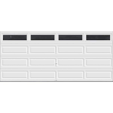 Clopay Classic Collection 16 Ft X 7 Ft 18 4 R Value Intellicore Insulated White Garage Door With Plain Windows 111138