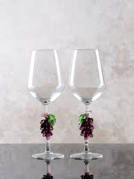 Handmade Wine Glass With Grape Murano