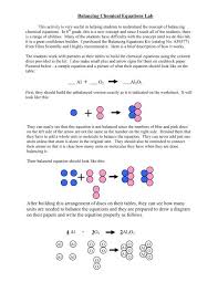 Balancing Chemical Equations Lab