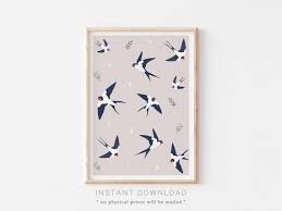Blue Swallows Art Print Swallow
