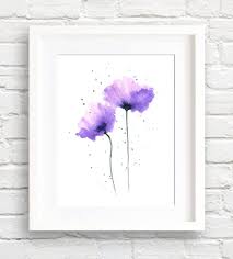 Poppies Art Print Purple Flower Wall
