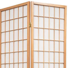 Oriental Furniture Three Panel Window Pane Shoji Screen In Natural