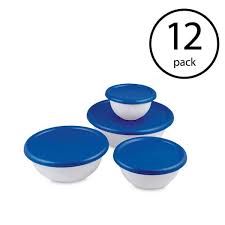 Sterilite 8 Piece Plastic Kitchen Bowl Mixing Set With Lids 12 Pack