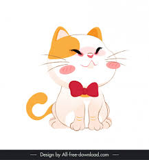 Cute Cat Icon Classic Handdrawn Cartoon