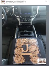 Handmade Leather Truck Console Cover