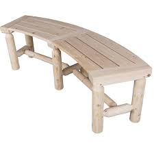 3 Ft Cedar Fir Wood Log Wood Curved Bench Rustic Style Backless Bench For