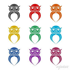 Simple Owl Icon Color Set Posters For