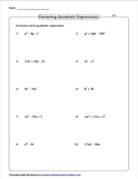 Factoring Polynomials Worksheets