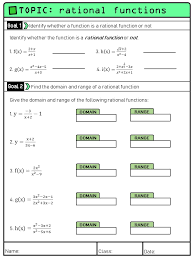 Rational Functions Worksheets Made By