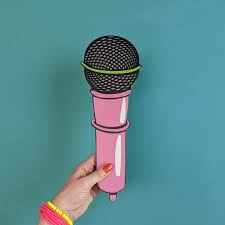 Retro Cute Pink Microphone Karaoke Sign