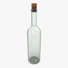 Empty Glass Bottle With Cork 3d Model