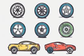 Car Wheels Icon Tire Silhouettes Rim