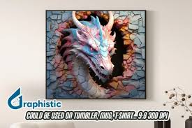 Dragon 3d Smashed Wall Art Background