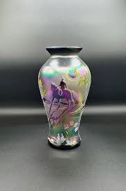 Fenton Glass Vase Midnight Rider Ghost