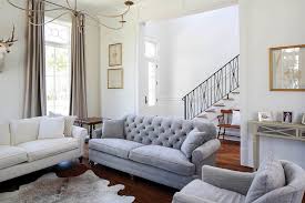 Gray Velvet Tufted Sofa Transitional