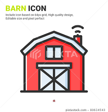 Barn Icon Vector With Outline Color