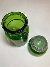 Green Glass Mid Century Apothecary Jars