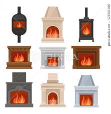 Fireplaces With Fire Set Stone And