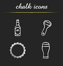 Beer Chalk Icons Set Hop Web Drawing