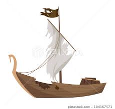 Broken Ship Icon Cartoon Wooden