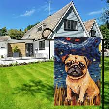 Van Growl Fawn Pug Dog Flag Double