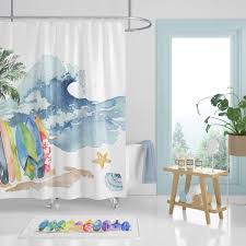 Waves Shower Curtains Surf Bathroom