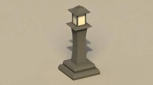 Low Poly Japanese Lamp Post 2 3d