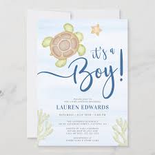 Watercolor Sea Turtle Boy Baby Shower