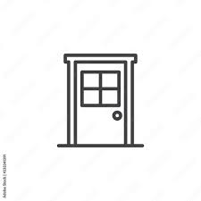 Door With Window Outline Icon Linear