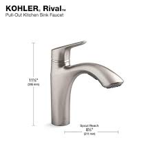 Kohler 30468 Rival Pull Out Kitchen Sink Faucet With Two Function Sprayhead Vibrant Stainless