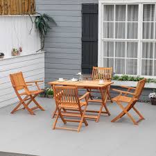 Outsunny 5 Piece Wood Patio Dining Set