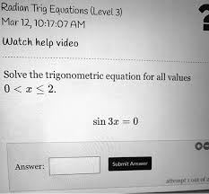 Solved Radian Trig Equations Level 3