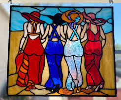 Girlfriends Stained Glass Panel Approx