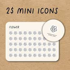 Flower Mini Icon Stickers For Planner