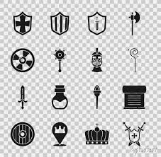 Set Medieval Shield With Swords Decree