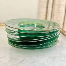 Art Deco Murano Green Re Glass Plates