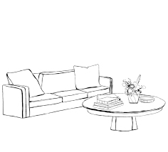Hand Drawn Sketch Of Room Interior Sofa