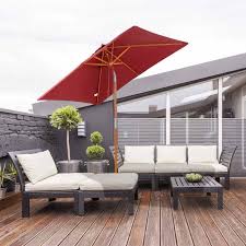 Outsunny Wooden Patio Parasol Wine