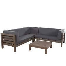 Ravello 4 Piece Outdoor Wooden Sectional Set Gray Gray