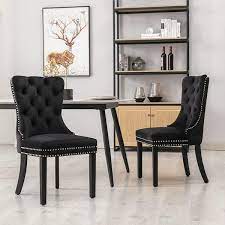 Black Velvet Upholstered Dining Chairs