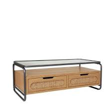 Cane Front Drawers And Gray Metal Frame