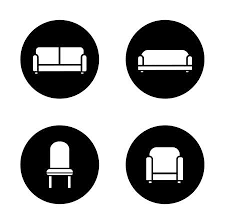 Soft Furniture Black Icons Set Home