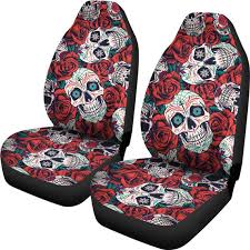 Sugar Skull Car Seat Covers Set Of 2