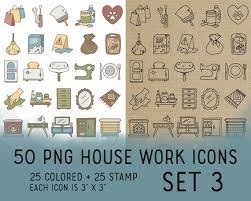 50 Housework Icons Set 3 Icons Clipart