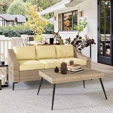 Dextrus 2 Piece Wicker Outdoor Loveseat